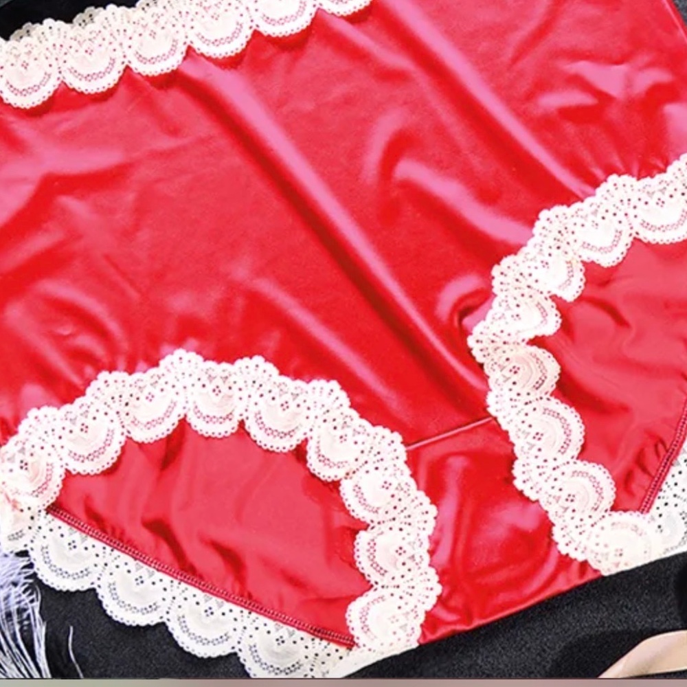 Lace edged Red Satin Panties. Christmas Panties